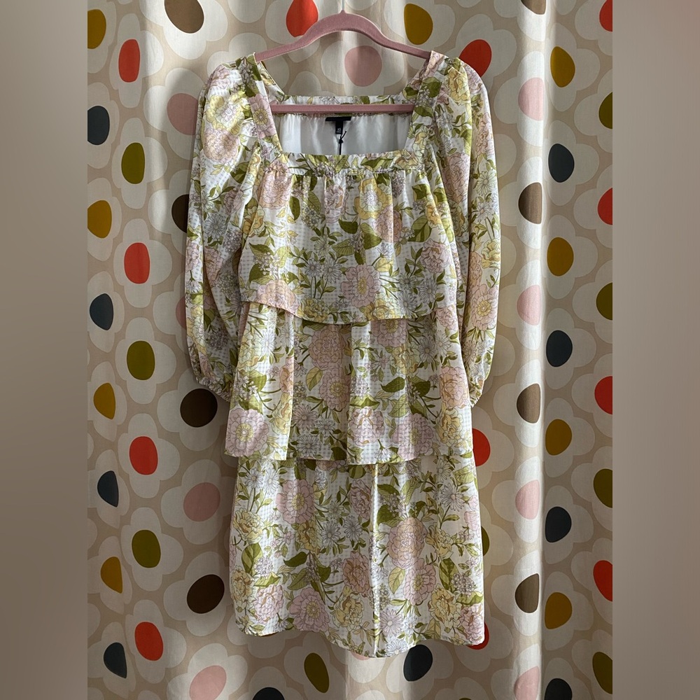 NWT Target Who What Wear 70s Retro Floral Ruffled Tiered Dress Size XS